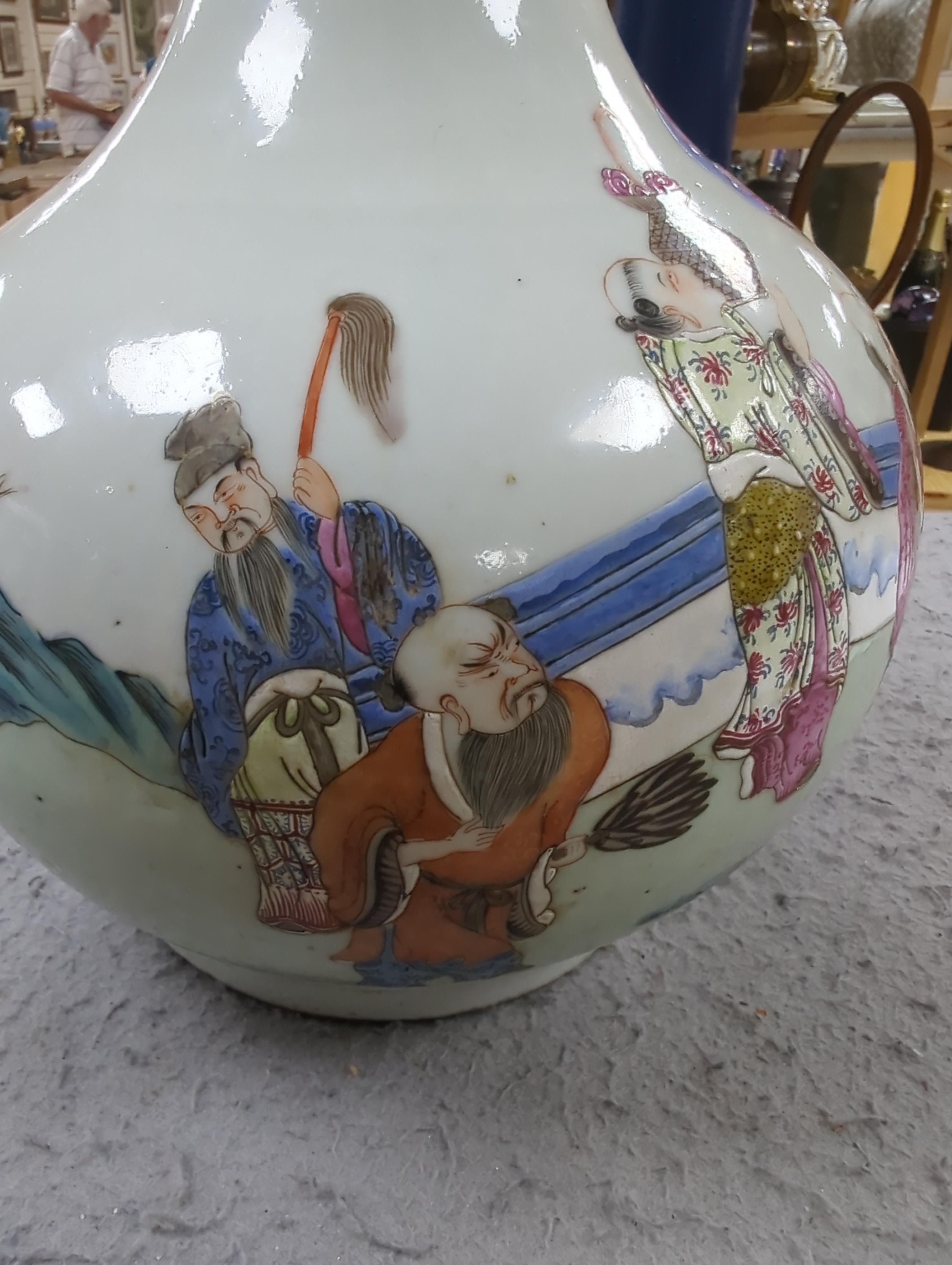 A Chinese famille rose bottle neck vase, 34cm